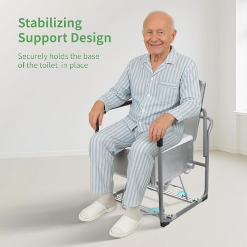 Dry Flush Toilet Safety Rails, Heavy Duty Toilet Frame | for Elderly Seniors Handicap & Disabled, Pregnant, Injury, Surgery