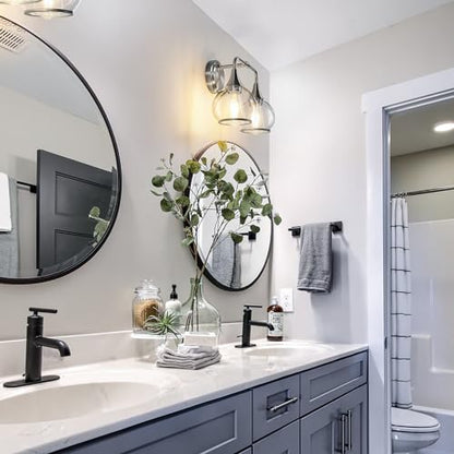 Brushed Nickel Bathroom Vanity Light 2 Lights Bathroom Light Fixtures Over Mirror with Clear Glass Shade 14 inch Wall Sconce Lighting Bath(Exclude E26 Bulb) - color: Brushed Nickel, size: 2 Light
