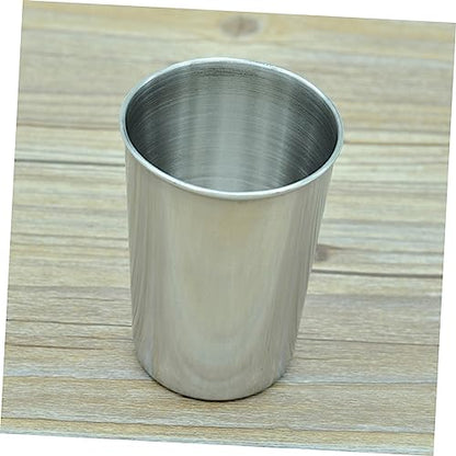 Healifty 2pcs Stainless Steel Tumbler Cup Bathroom Drinking Cups for Water Juice Beer and Easy to Clean Stylish Design for Home and Travel - size: 6X6cm