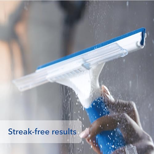 Unger Professional Connect and Clean 10” Glass and Tile Shower Squeegee, Compatible with Standard Threaded Pole, 2-in-1 Bathroom Cleaning Supplies, Cleaner for Showers and Mirrors, Streak-Free Results - style: 10” Glass & Tile Squeegee