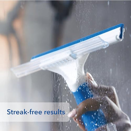 Unger Professional Connect and Clean 10” Glass and Tile Shower Squeegee, Compatible with Standard Threaded Pole, 2-in-1 Bathroom Cleaning Supplies, Cleaner for Showers and Mirrors, Streak-Free Results - style: 10” Glass & Tile Squeegee