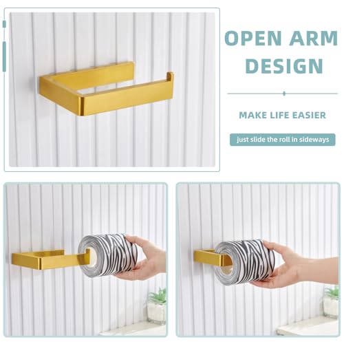 Angle Simple Toilet Paper Holder Brushed Dark Gold, Tissue Roll Holder | SUS304 Stainless Steel Bathroom Paper Roll Hanger, Fit Most Rolls, Screw Wall Mount - color: Brushed Dark Gold