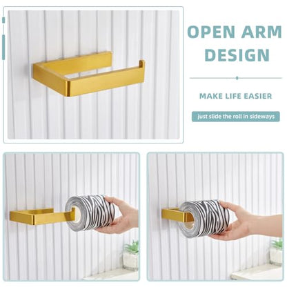 Angle Simple Toilet Paper Holder Brushed Dark Gold, Tissue Roll Holder | SUS304 Stainless Steel Bathroom Paper Roll Hanger, Fit Most Rolls, Screw Wall Mount - color: Brushed Dark Gold
