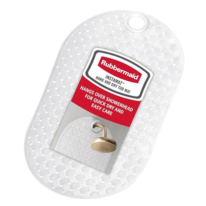 Rubbermaid INSTAMAT Bath Tub Shower Mat, Non-Slip Tub Mat with Suction Cups, Bath Mat Hangs on Showerhead for Quick Dry, 27.2 x 15.2 Inch, BPA-Free, Easy to Clean, for Inside Tub or Shower, Clear - color: Clear
