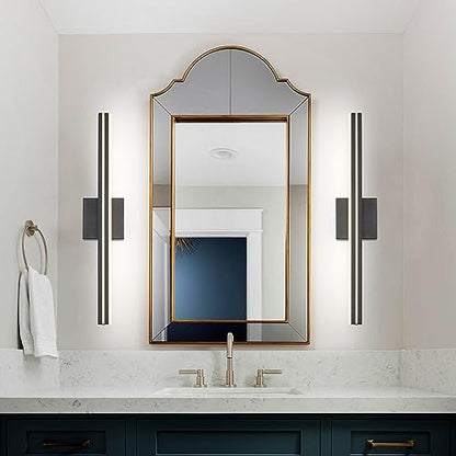 SineRise 24-Inch LED Modern Bathroom Vanity Light Bar, Matte Black Modern Acrylic Bathroom Wall Lighting Fixtures Over Mirror (Cool White 6000K) - color: Black-Cool White, size: 24-Inch