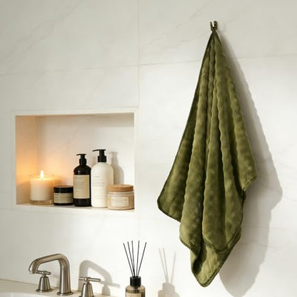 COZYART Lint Free 8 Pcs Bathroom Towels Set Ultra Soft Microfiber Fluffy | Thick, Highly Absorbent, Fast Dry, No Shedding, No Pilling, Fade Resistant, Durable, Long-lasting Olive Green - color: Olive Green