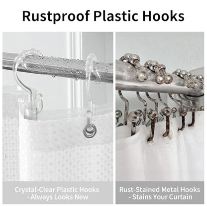 QiyI 3 in 1 Waffle Shower Curtain Set with Liner, White, 72 x 72 | Shower Curtain and Liner Set with Hooks, Waterproof Bathroom Curtain with PEVA Liner & 12 Double Sided Clear Plastic Rings - color: White, size: 72"W x 72"L (Pack of 1)