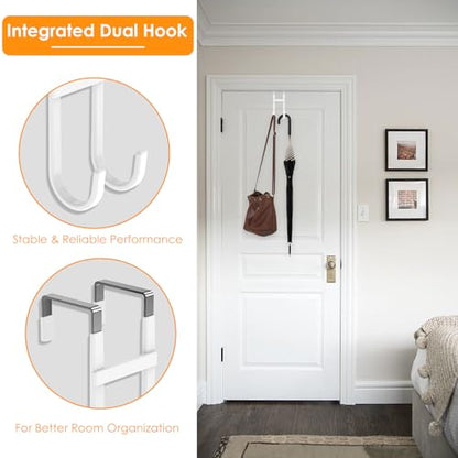 Over The Door Hooks, 2 Pack Dual-Hook 5" Long Door Hangers with Non-Slip PVC Coating for Clothes, Hats, Towel, Bags for Bathroom Bedroom Kitchen, Fits Most 1.2" - 1.4" Width Interior Doors - style: 2 Pack Style