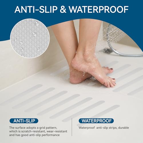 Anti-Skid Strips for Tub and Bathroom, 24-Pack Transparent | Grip Pads with Applicator Tool, Slip-Resistant Safety Set, For Washroom Floors, Steps, Stepladders, Spa Surfaces