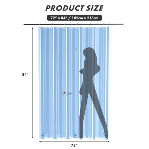 AmazerBath Extra Long Shower Curtain Liner, Clear Blue Shower Liner 84 Inches Long, 72x84 Plastic Shower Curtain Liners, Cute Tall Shower Liner, PEVA Bathroom Shower Curtain Liners & 3 Magnets - color: Clear Atlantic, size: 72"W x 84"L (Pack of 1)