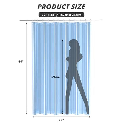 AmazerBath Extra Long Shower Curtain Liner, Clear Blue Shower Liner 84 Inches Long, 72x84 Plastic Shower Curtain Liners, Cute Tall Shower Liner, PEVA Bathroom Shower Curtain Liners & 3 Magnets - color: Clear Atlantic, size: 72"W x 84"L (Pack of 1)