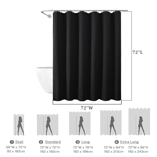 Aiyufeng 3D Textured Black Shower Curtain for Bathroom, Fabric Shower Curtain Soft Cloth & Hotel Spa Quality, Luxury Boho Bathroom Curtains, Machine Washable, Black, 72x72 Inches - color: Black, size: 72"W x 72"L (Pack of 1)