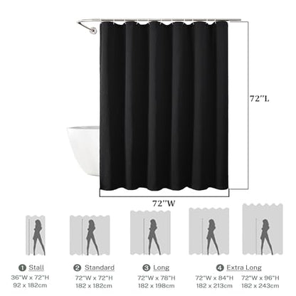 Aiyufeng 3D Textured Black Shower Curtain for Bathroom, Fabric Shower Curtain Soft Cloth & Hotel Spa Quality, Luxury Boho Bathroom Curtains, Machine Washable, Black, 72x72 Inches - color: Black, size: 72"W x 72"L (Pack of 1)