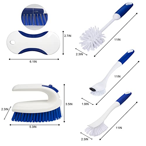 CELOX Kitchen Scrub Brush Set with Ergonomic Handle, Deep Cleaning Brushes, Include Dish Brush (Blue) - color: Blue