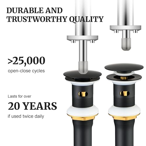 Pop up Sink Drain Stopper for Bathroom Vessel Vanity Sink Art Basin Matte Black ，Big Cap with Overflow, Metal Pop-up Drain Strainer with Detachable Basket Stopper - color: Matte Black, style: with overflow