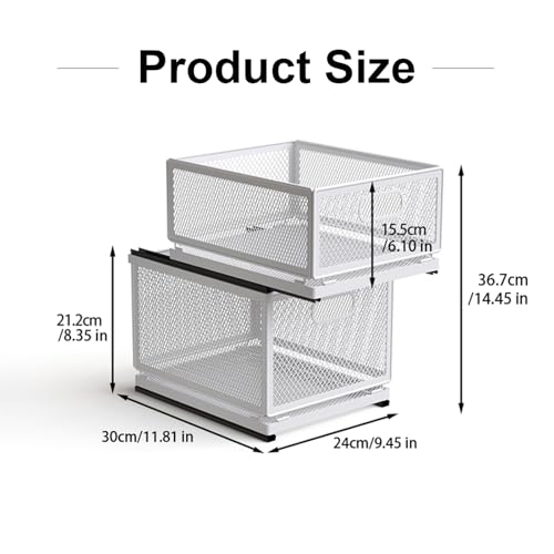 Pull Out Cabinet Organizer, Slide Out Drawers Fixed with Adhesive Nano Film, Pantry Shelves Sliding Drawer Storage Organization for Kitchen (Double Layer 11.8*9.4*14.45inch/30*24*36.7cm) - size: 11.8*9.4*14.45inch/30*24*36.7cm