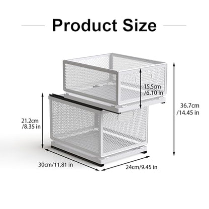 Pull Out Cabinet Organizer, Slide Out Drawers Fixed with Adhesive Nano Film, Pantry Shelves Sliding Drawer Storage Organization for Kitchen (Double Layer 11.8*9.4*14.45inch/30*24*36.7cm) - size: 11.8*9.4*14.45inch/30*24*36.7cm