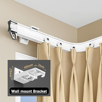 Flexible Curtain Track Cuttable, Bendable Curved Curtain Rails for Bay Window, Room Divider, RV-Shower, Wall/Ceiling Mount White Curtain Track System(Wall Mount,1m/3.3ft) - color: Wall Mount, size: 1m/3.3ft
