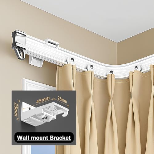 Flexible Curtain Track Cuttable, Bendable Curved Curtain Rails for Bay Window, Room Divider, RV-Shower, Wall/Ceiling Mount White Curtain Track System(Wall Mount,3.0m/9.8ft) - color: Wall Mount, size: 3.0m/9.8ft
