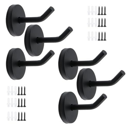 Coat Hook Towel Hooks Stainless Steel Wall Hooks,2.2" Length Black-6pcs | Brushed Surface Mount Towel Holder for Bedroom Kitchen Closet - size: 2.2 inch Length - Pack of 6