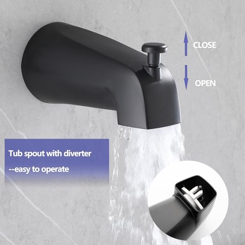2 Handle Tub Shower Faucet Set Matte Black with Valve Wall Mounted | Many Spray Options, Dual Head Work independently /Work Together, Brass Valve, NPT 1/2" US Connection - color: Matte Black, style: Style B