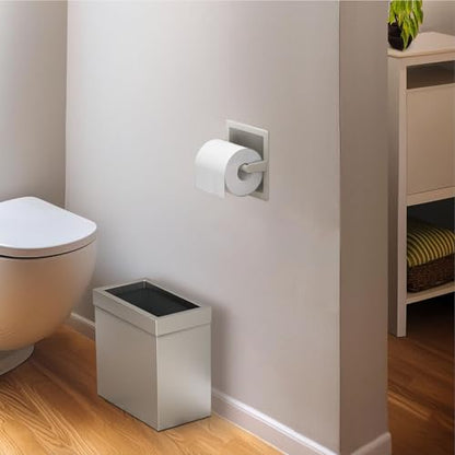 Gatco Modern Rectangle Wastebasket, Satin Nickel - Stainless Steel Trash Can with Removable Lid, Leakproof, 3 Gallon Capacity for Bathroom, Bedroom, Kitchen, or Office - color: Satin Nickel