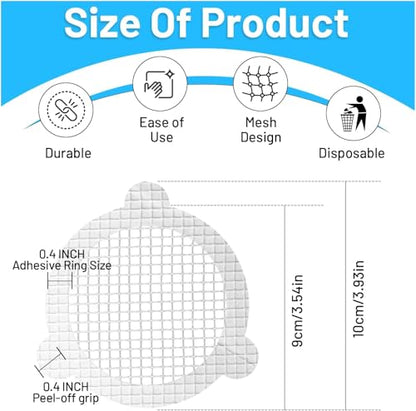 Disposable Shower Drain Hair Catcher, 3.54 Inches Round, 25 PCS | Stickers for Bath & Kitchen, For Human & Pet Hair, Mesh for Bathtub & Laundry, Drain Cover - size: Round - 25 Packs