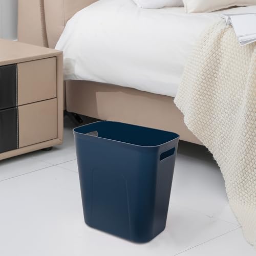 UUJOLY Plastic Small Trash Can Wastebasket, Garbage Container Basket for Bathrooms, Laundry Room, Kitchens, Offices, Kids Rooms, Dorms, 3.5 Gallon, Navy Blue, 2 Pack | Compact Sturdy Garbage Can for Bathroom, Laundry Room, Kitchen, Office, Kids Room, Dorm