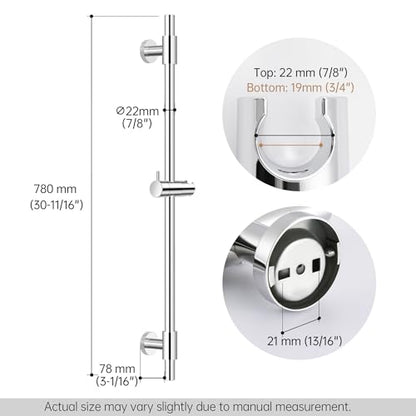 KES 30-Inch Shower Slide Bar with Adjustable Handheld Shower Head Holder, Reuse Existing Holes, SUS304 Polished Stainless Steel Wall Mount for Bathroom, Drilling Required, F209S78-PS - color: Polished Finish, style: 30.7-Inch+Drill Mounted