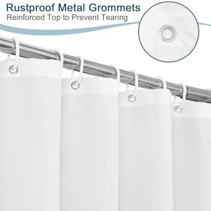 AooHome Hotel Shower Curtain Liner, Fabric Shower Curtain with Hooks, Waterproof, Weighted Hem, 72 x 72 Inch, White - color: Solid White, size: 72"W x 72"L (Pack of 1)