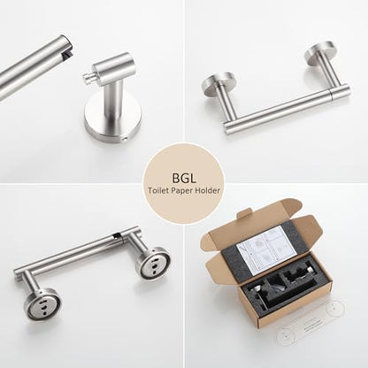 BGL Toilet Paper Holder Brushed Nickel Wall Mount, Brush Nickel Bathroom Toilet Paper Holder Brushed Nickel SUS 304 Stainless Steel, Double Post Pivoting Toilet Paper Roll Holder for Bathroom RV - color: Brushed Nickel