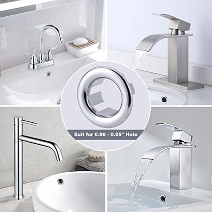 ARCORA 6 Pack Sink Overflow Ring, Bathroom Kitchen Sink Basin Trim Overflow Cover Hole Insert Cap Chrome - color: Chrome-6 Pack