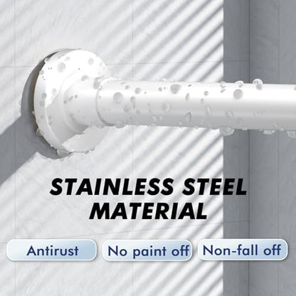 White Shower Curtain Rod Tension 30 to 92 Inch,1 Inch Diameter Adjustable Tension Curtain Rod No Drilling,Shower Rods for Bathroom,No Rust - color: White, size: 30" to 92"