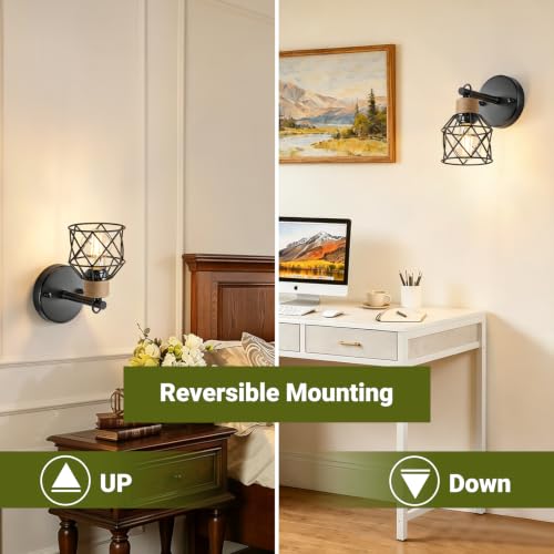 Set of 2 Wall Sconces for Bathroom, Black Modern Vanity Lights with Metal Lampshade, Bathroom Wall Lamp for Mirror Kitchen Living Room Hallway Cabinet Porch, E26 Socket - size: 1-Light (2 Pack)