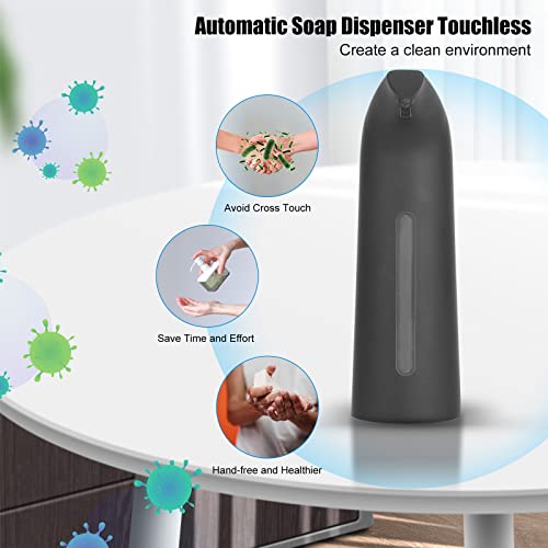 Automatic Soap Dispenser Touchless 400 mL Black | Automatic Sensing Battery Powered IPX6 Waterproof Suitable for Home and Commercial Use - color: Black