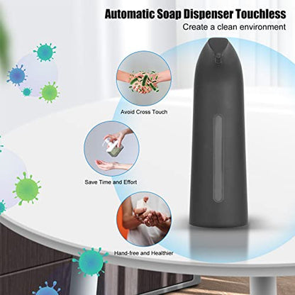 Automatic Soap Dispenser Touchless 400 mL Black | Automatic Sensing Battery Powered IPX6 Waterproof Suitable for Home and Commercial Use - color: Black