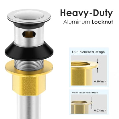 Pop Up Bathroom Sink Drain with Overflow, Removable Stainless Steel Hair Catcher, Brushed Nickel, Fits 1.5-1.75", DIY Install, 1 Pack - color: Brushed Nickel, style: Small Popup Cap