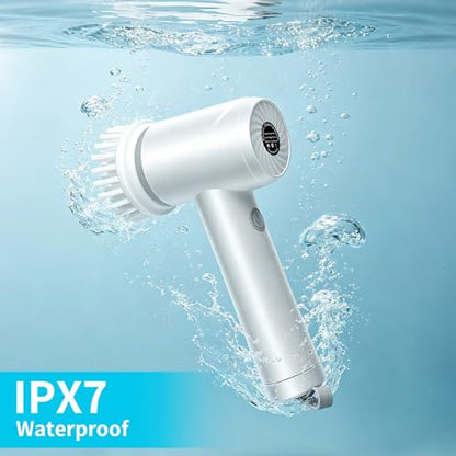 Electric Spin Scrubber,Cordless Bathroom Cleaning Brush with IPX7 Full Body Waterproof,5 Replaceable Brush Heads for Bathtub, Kitchen, Window & Whole Home Cleaning