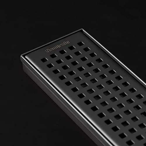 Neodrain 30" Linear Shower Drain, Matte Black 304 SS Bathroom Linear Drain | Black Shower Drain with Quadrato Grate& Adjustable Feet, Long Rectangle Shower Floor Drain in Bathroom, Balcony etc, cUPC - color: Matte Black, size: 30 In
