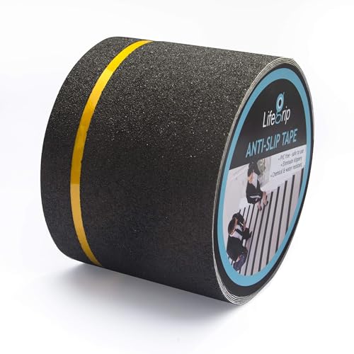 LifeGrip Anti Slip Traction Tape with Reflective Stripe, 4"x30', Waterproof | Grip Tape Grit Non Slip, Outdoor Non Skid Treads, High Traction Friction Abrasive Adhesive for Stairs Step, Visiable at Night - color: Reflective, size: 4" X 30'
