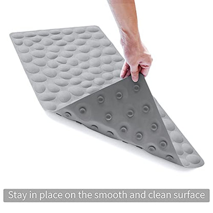 Non-Slip Bathtub Mat OTHWAY Soft Rubber Bathroom Bathmat with Strong Suction Cups (Grey) - color: Grey, size: 40" x 16" (Rectangular)