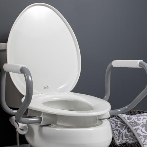 Bemis Assurance 3" Raised Toilet Seat with Handles and Bidet Attachment, Round - size: Round, style: Raised Seat with Handles & Bidet
