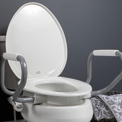 Bemis Assurance 3" Raised Toilet Seat with Handles and Bidet Attachment, Round - size: Round, style: Raised Seat with Handles & Bidet