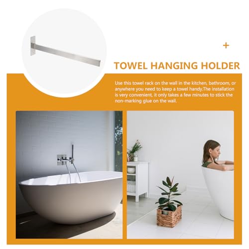 ABOOFAN 304 Stainless Steel Punch-Free Wall-Mounted Bathroom Towel Rack, Single Bar Household Storage Holder for Bathroom and Toilet, Silver Finish