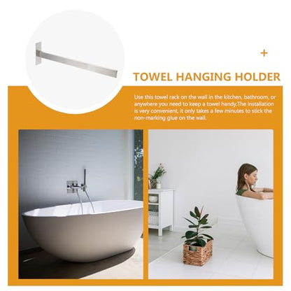 ABOOFAN 304 Stainless Steel Punch-Free Wall-Mounted Bathroom Towel Rack, Single Bar Household Storage Holder for Bathroom and Toilet, Silver Finish