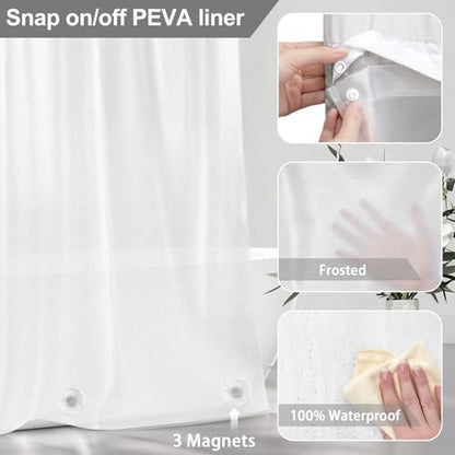 No Hook Shower Curtain Snap-in PEVA Replacement Liner 71" W x 55" L - color: Peva Liner, size: Liner 71"W x 55"L
