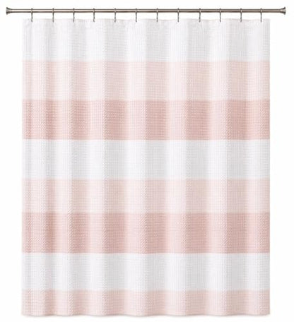 Dainty Home Ombre Waffle Weave Shower Curtain 70 x 72 Blush Textured Fabric Shower Curtain, Hotel Style Waffle Weave Bathroom Curtain, Water Resistant Polyester Ombre Shower Curtain - color: Textured Blush