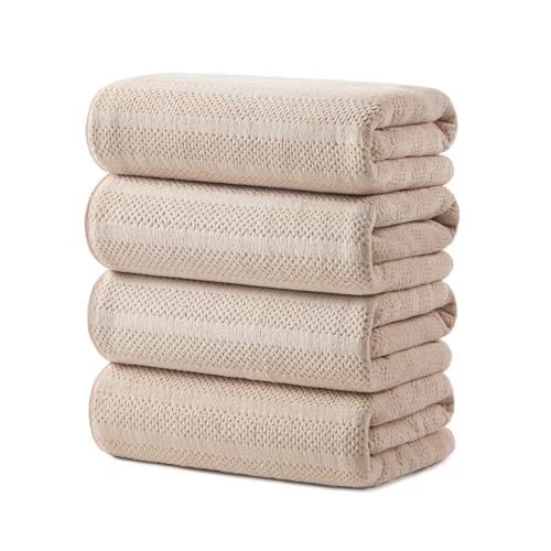 ecolook Microfiber Bath Towels Set of 4, 31 x 63 Inch Extra Large Bath Towel Set, Super Soft & Highly Absorbent, Quick Dry Lightweight Towels for Bathroom, Gym, Spa, Pool & Travel, Camel - color: Camel, size: 4 Pack Bath Towel