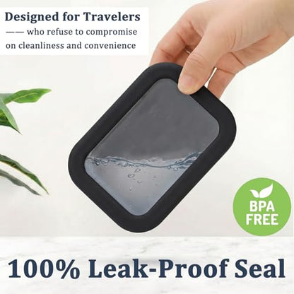 HighHerz Leak Proof Silicone Travel Soap Case with Draining Tray - Bar Soap Holder for Travel, Gym & Camping - Mess-Free Portable Soap Container for Carry-on Bags (Black) - color: Black