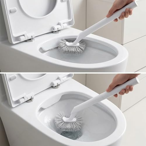 Toilet Plunger and Bowl Brush with Holder, 2 in 1 Heavy Duty Toilet Brush and Plunger Set for Bathroom Cleaning, 1 Set (White) - color: White